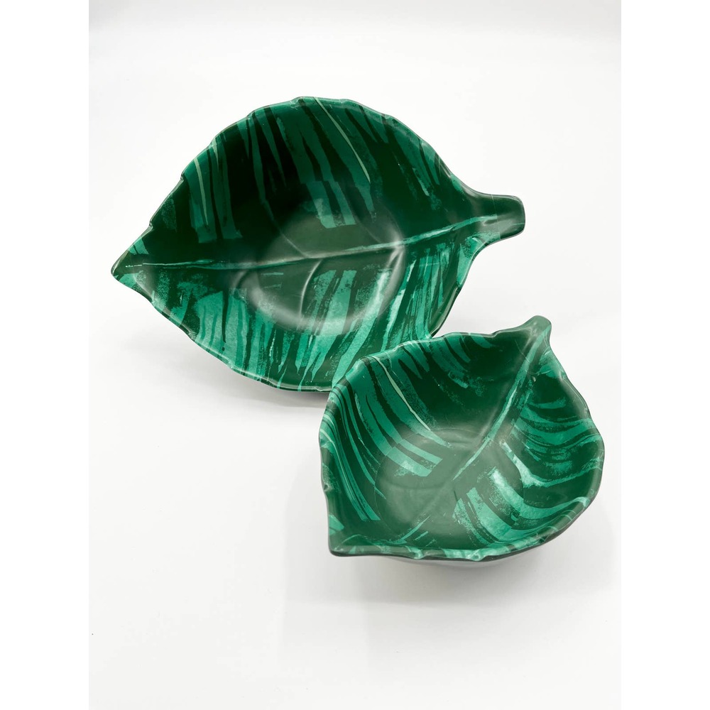 Opalhouse Set of 2 Bamboo Melamine Leaf Mini Snack Bowls Serving Green